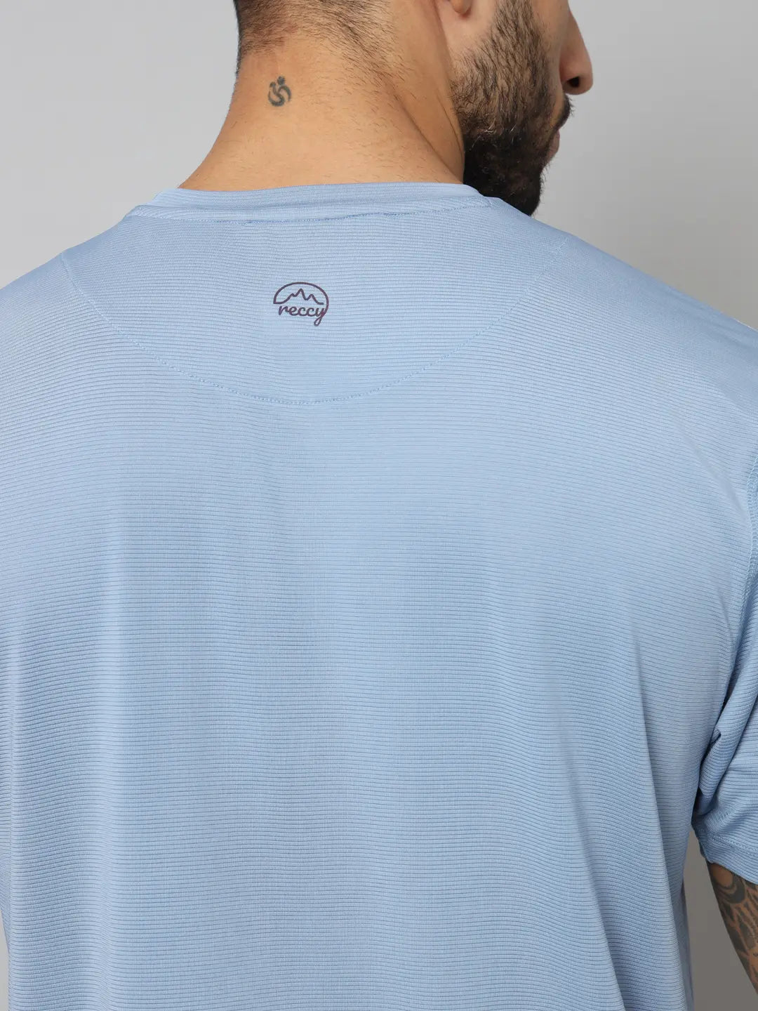 Dusk Blue Men's Ultralight Athletic T Shirt Back Upper Side - Reccy