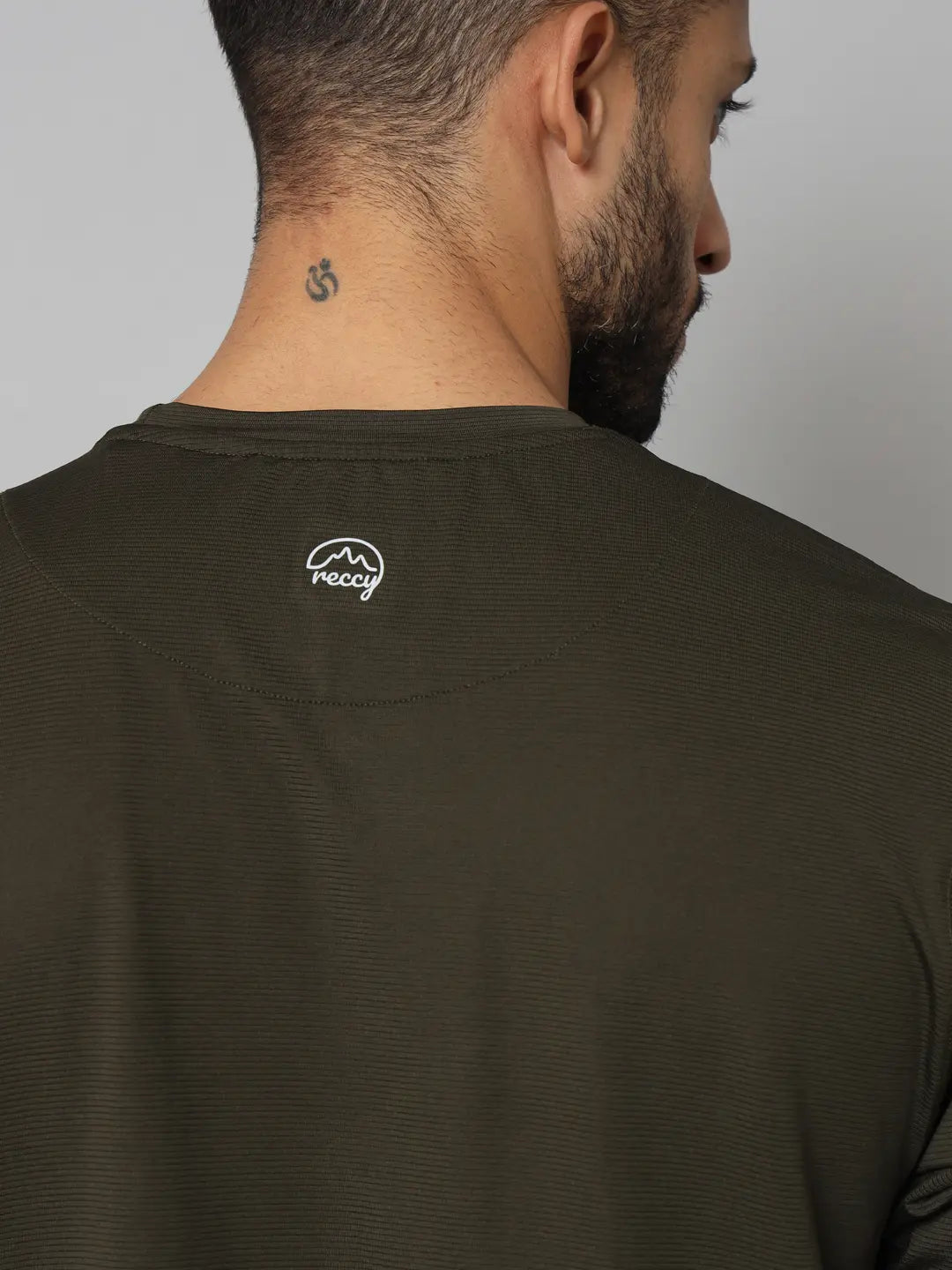 Olive Men's Ultralight Athletic T Shirt Back Upper Side - Reccy