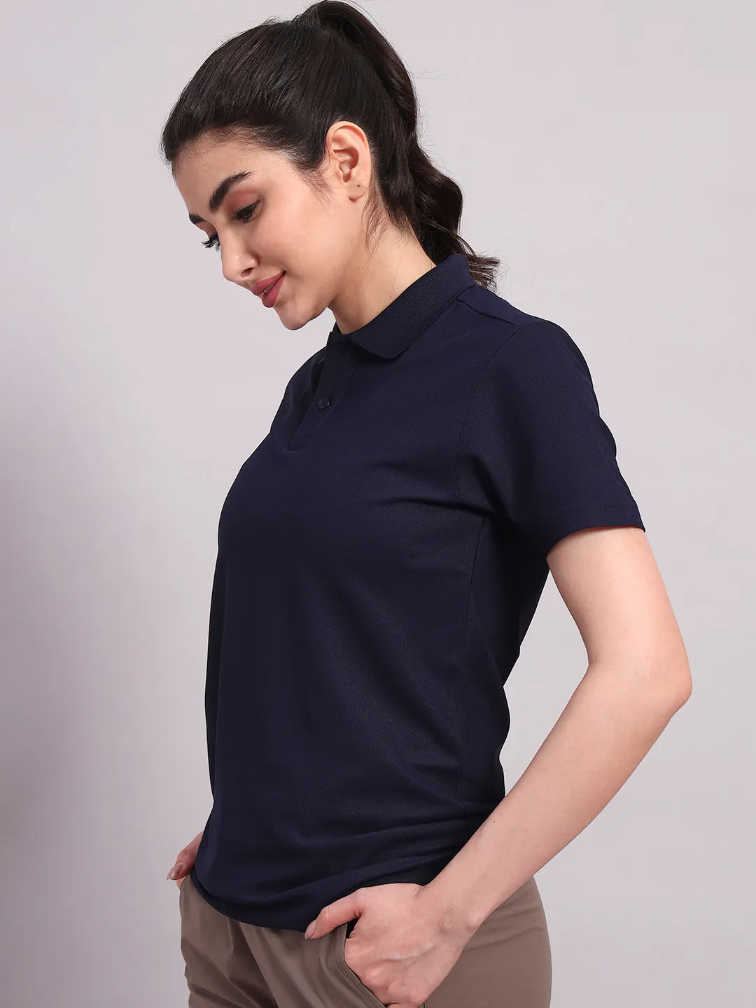 Women's Navy Blue Polo Tshirt